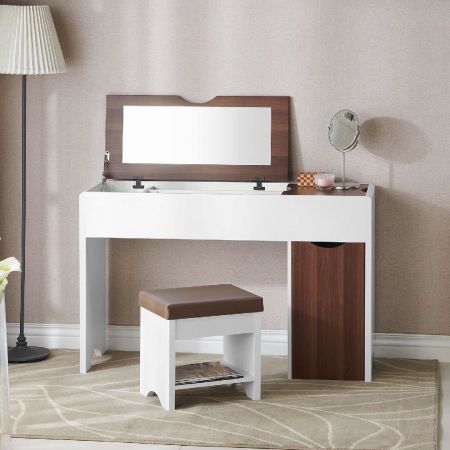Combinazione di tavolo da trucco e sedia in stile semplice e fresco - Combinazione di tavolino e sedia per il trucco in stile nordico semplice e fresco